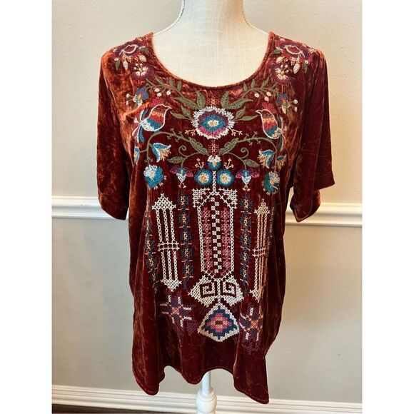 Johnny Was Dani Velvet Top Size Small - Picture 1 of 9
